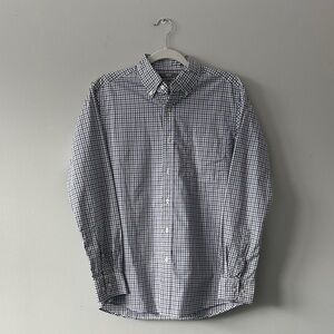 Uniqlo Navy, Teal and White Checkered Button Down Shirt